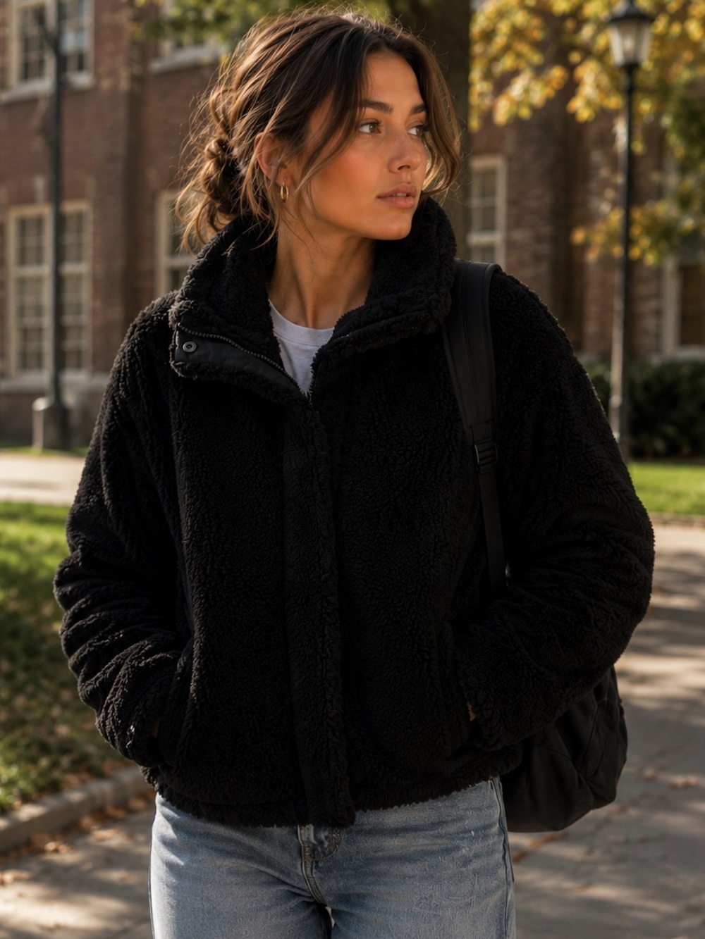 Calvin Klein Hero Screen Worn Tell Me Lies Black Sherpa Teddy Jacket XS